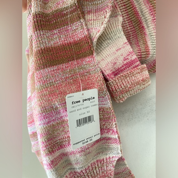 NWT Free People Easy Street Space Dye Sweater in Sand & Sugar Combo Size XS - Picture 8 of 10